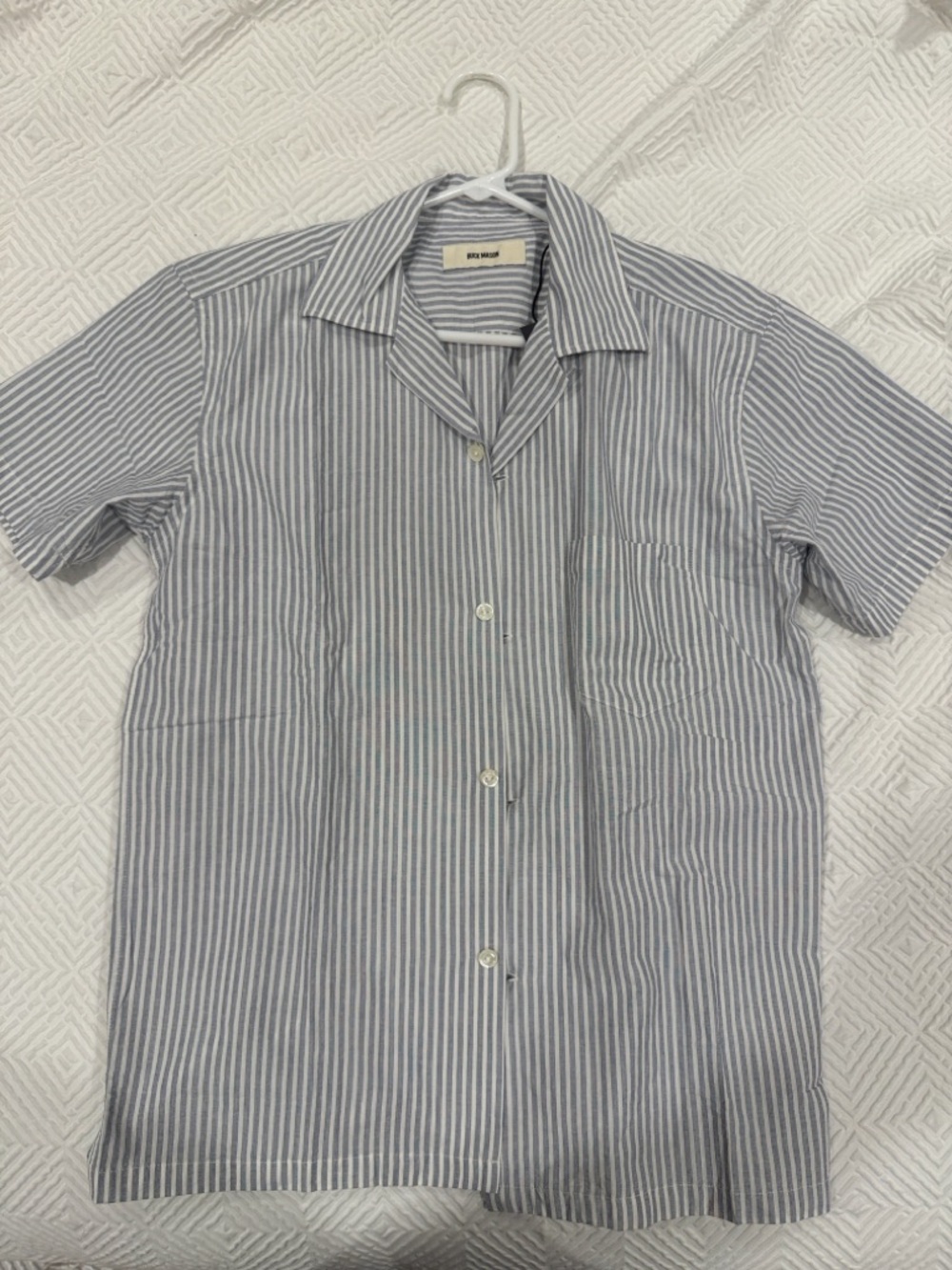 Buck Mason Wornell S/S Camp Shirt
Lake End-On-End / White Bengal Stripe